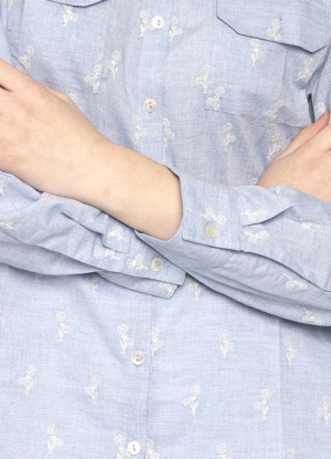 Jessica Graaf Chambray Shirt With Flower Embroidery